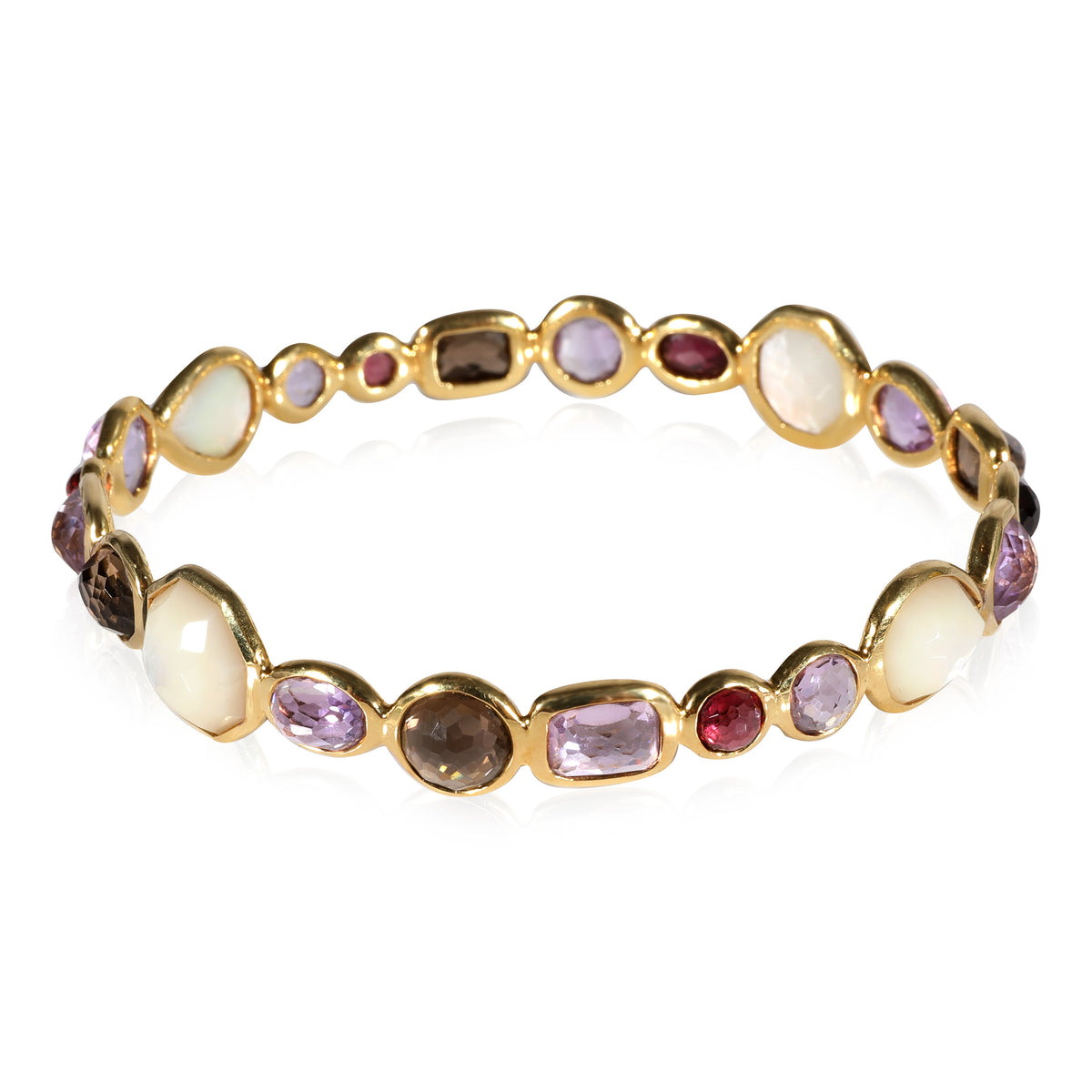 Ippolita Gelato Bangle With Multicolor Faceted Gemstones in 18K Yellow Gold