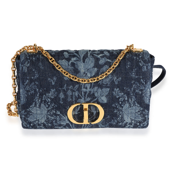 Dior Blue Floral Denim Large Caro Chain Bag | myGemma | Item #123247