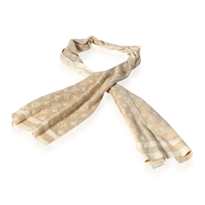 Louis Vuitton Beige Monogram Cashmere Blend Scarf