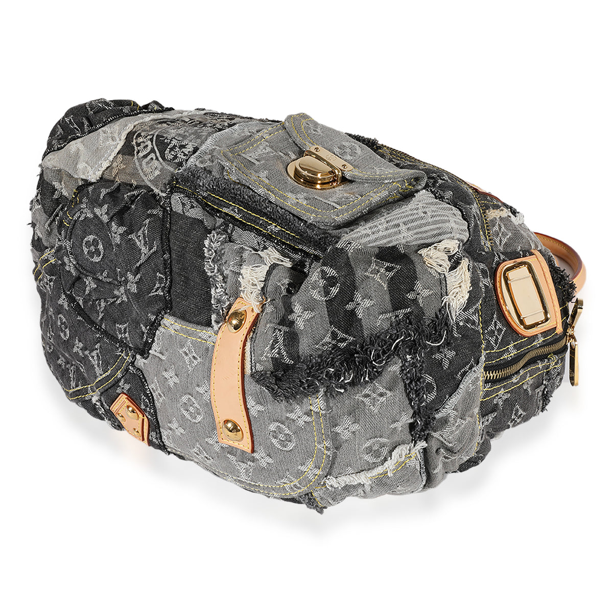 Louis Vuitton Denim Patchwork Bowly Black Shoulder Bag