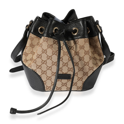 Gucci Brown GG Canvas Drawstring Bucket Bag