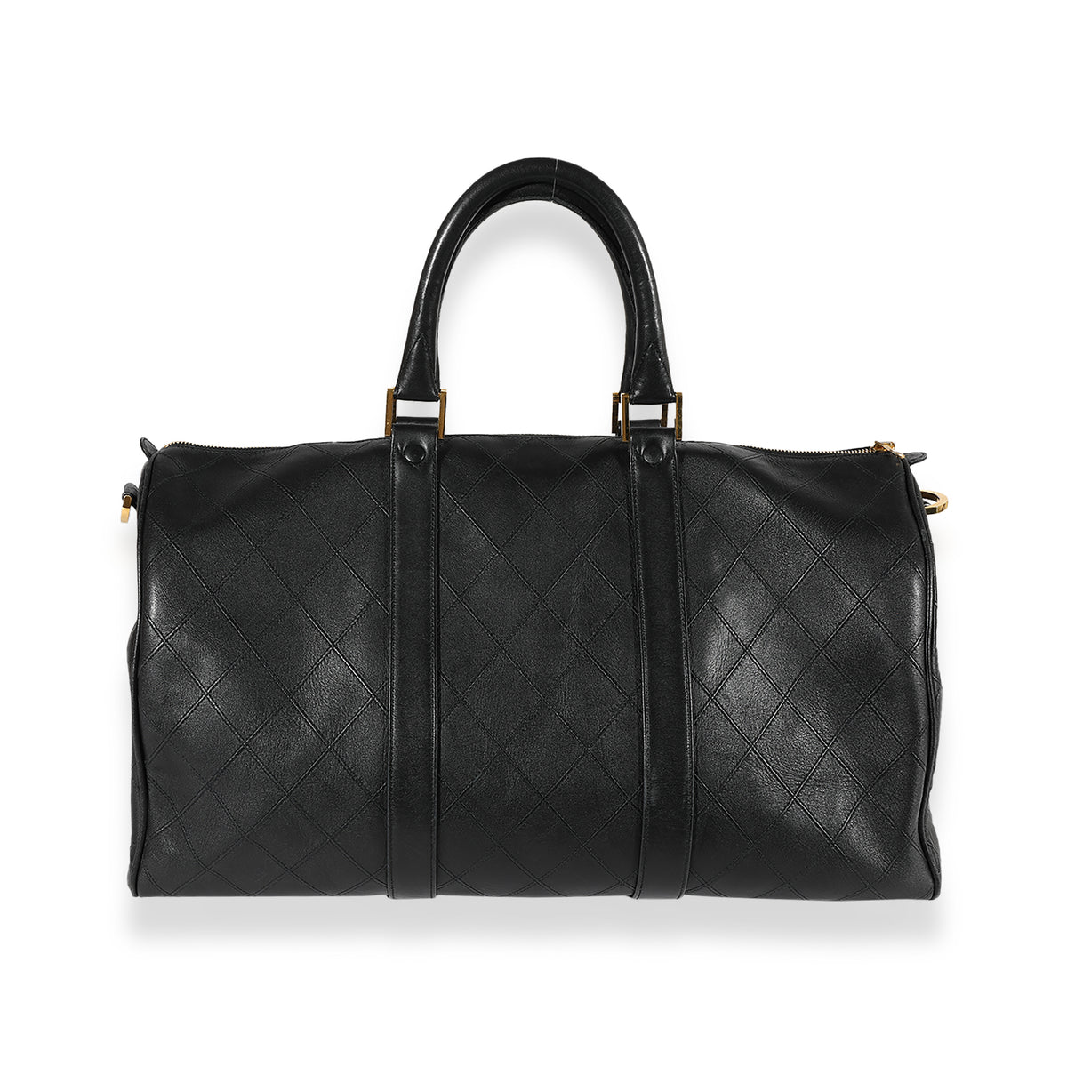 Chanel Vintage Black Diamond Quilted Duffle Bag