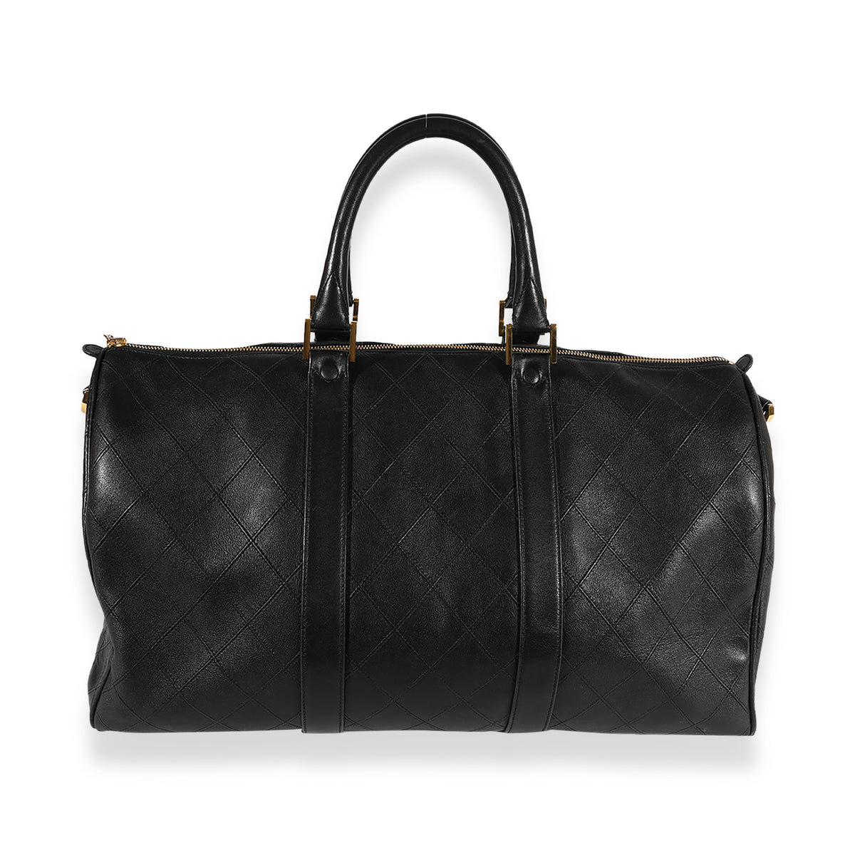 Chanel Vintage Black Diamond Quilted Duffle Bag