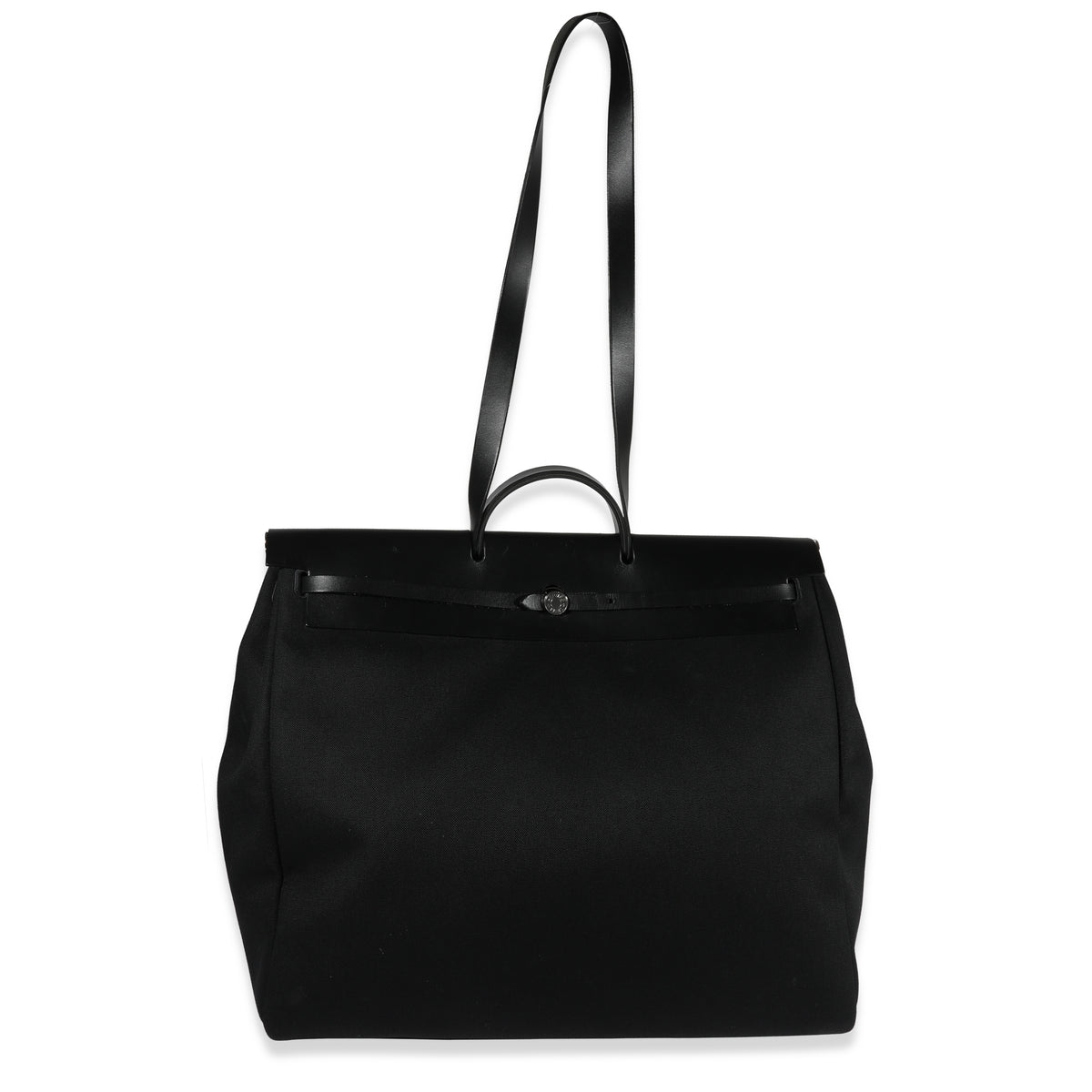 HERMES black and ecru 2020 HERBAG ZIP CABINE 50 Bag Toile Criss