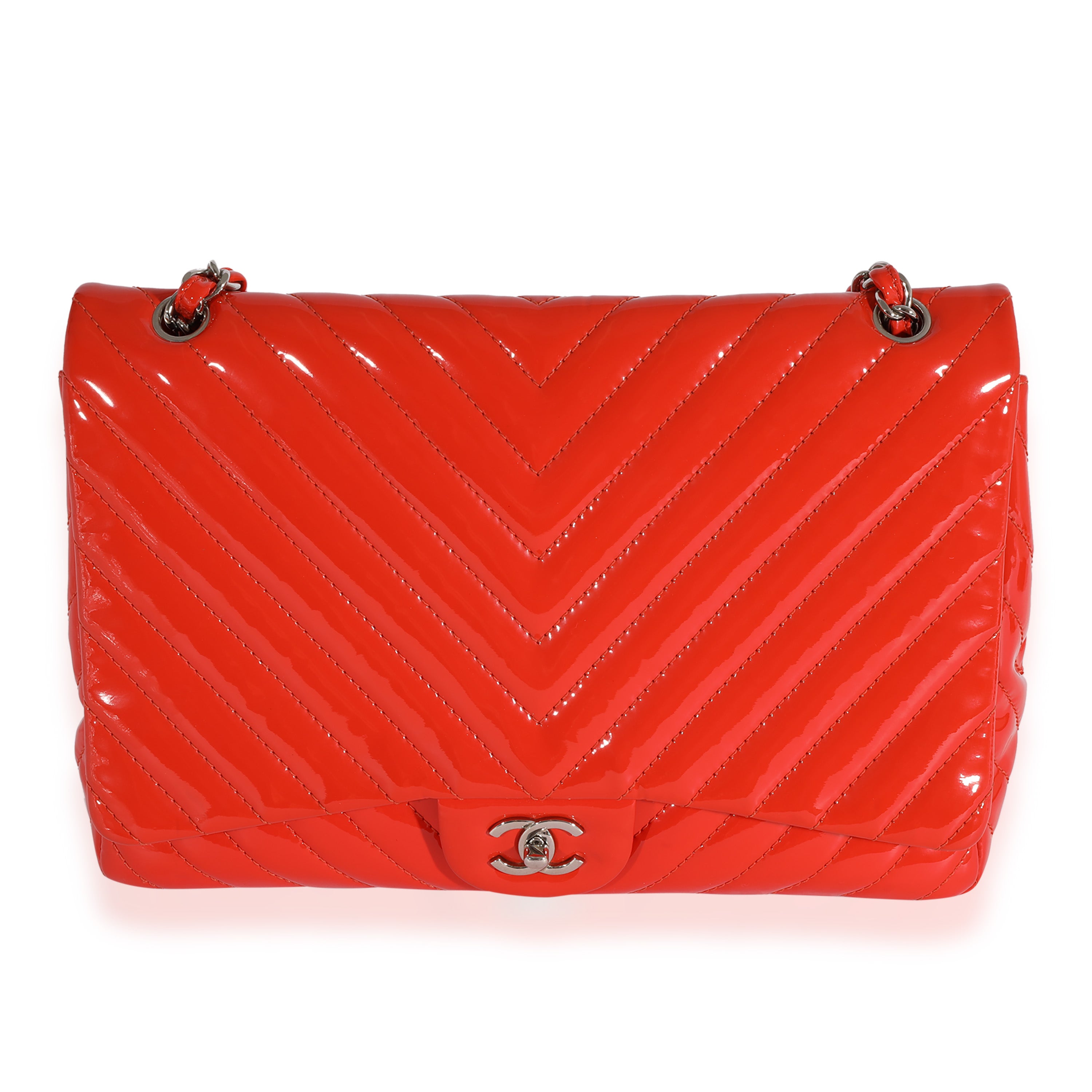 CHANEL Lambskin Quilted Medium Icons Secret Label Flap Coral 503813