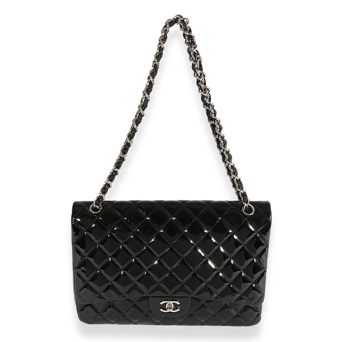 Chanel Black Quilted Patent Leather Jumbo Classic Single Flap Bag, myGemma, QA