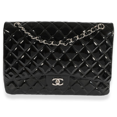 Chanel Black Quilted Patent Leather Maxi Classic Single Flap Bag