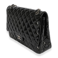 Chanel Black Quilted Patent Leather Maxi Classic Single Flap Bag