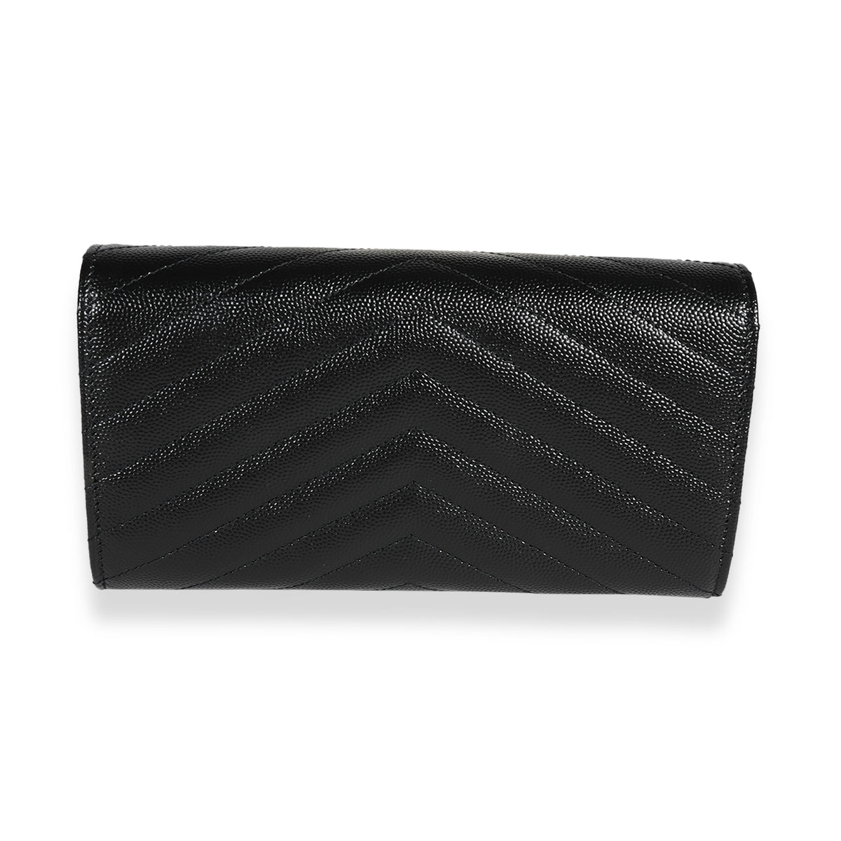 Saint Laurent Black Grain De Poudre Matelassé Cassandre Large Flap Wallet