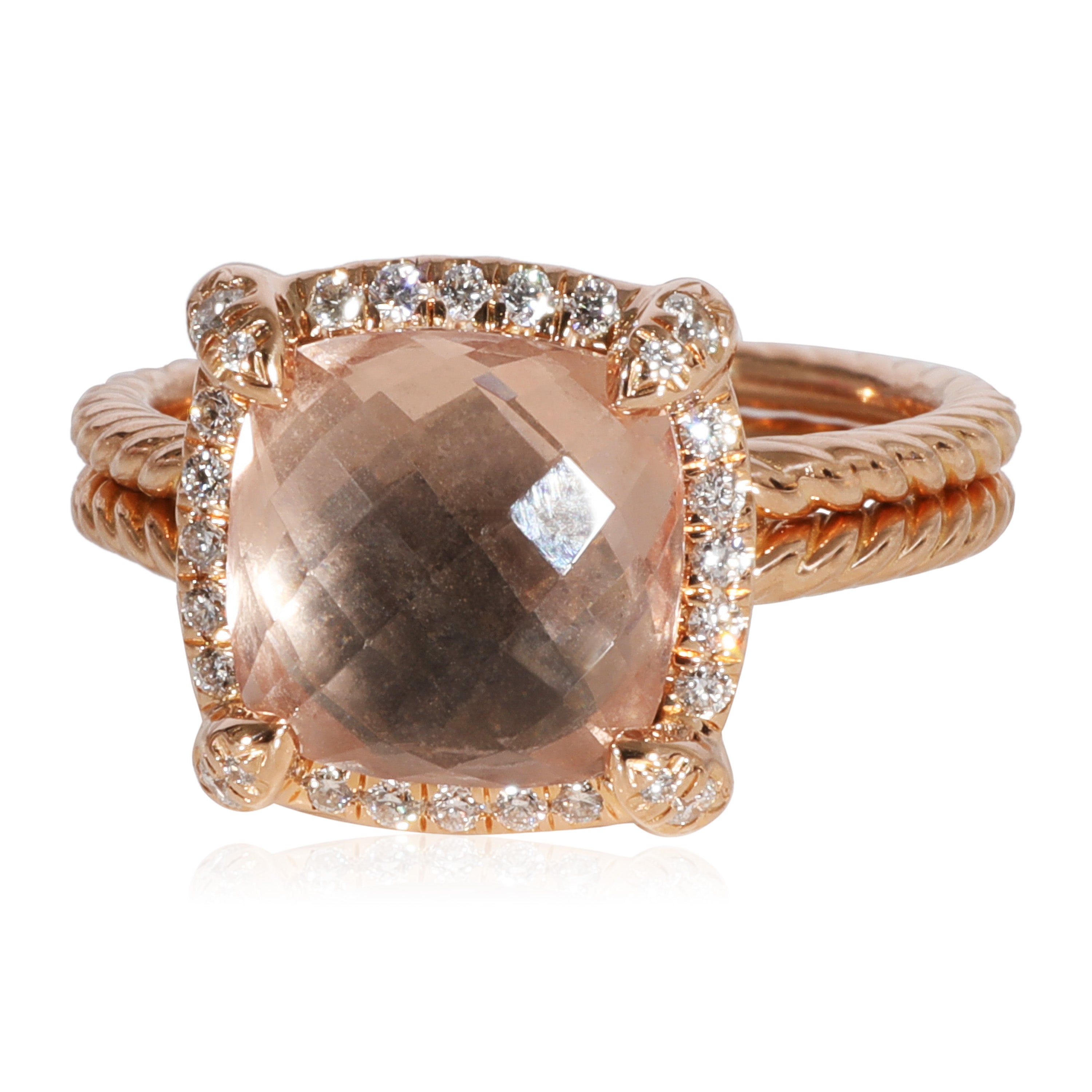 David Yurman Chatelaine Ring with Morganite and Diamonds in 18K Rose Gold - pink/rose Gold