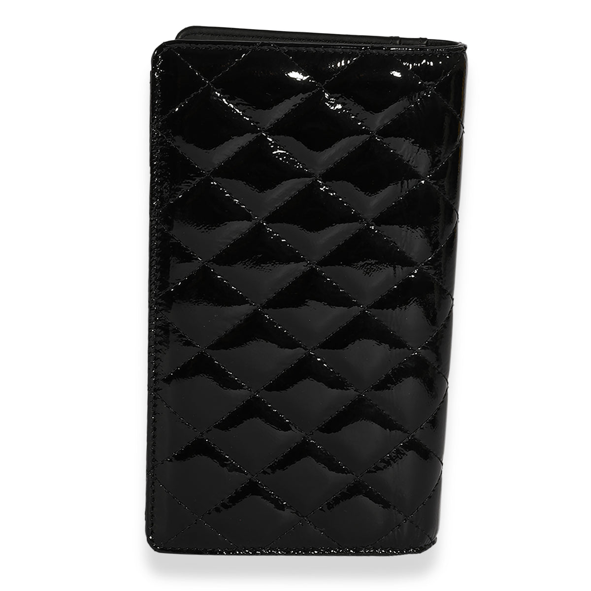 Black Quilted Patent Leather Yen Wallet