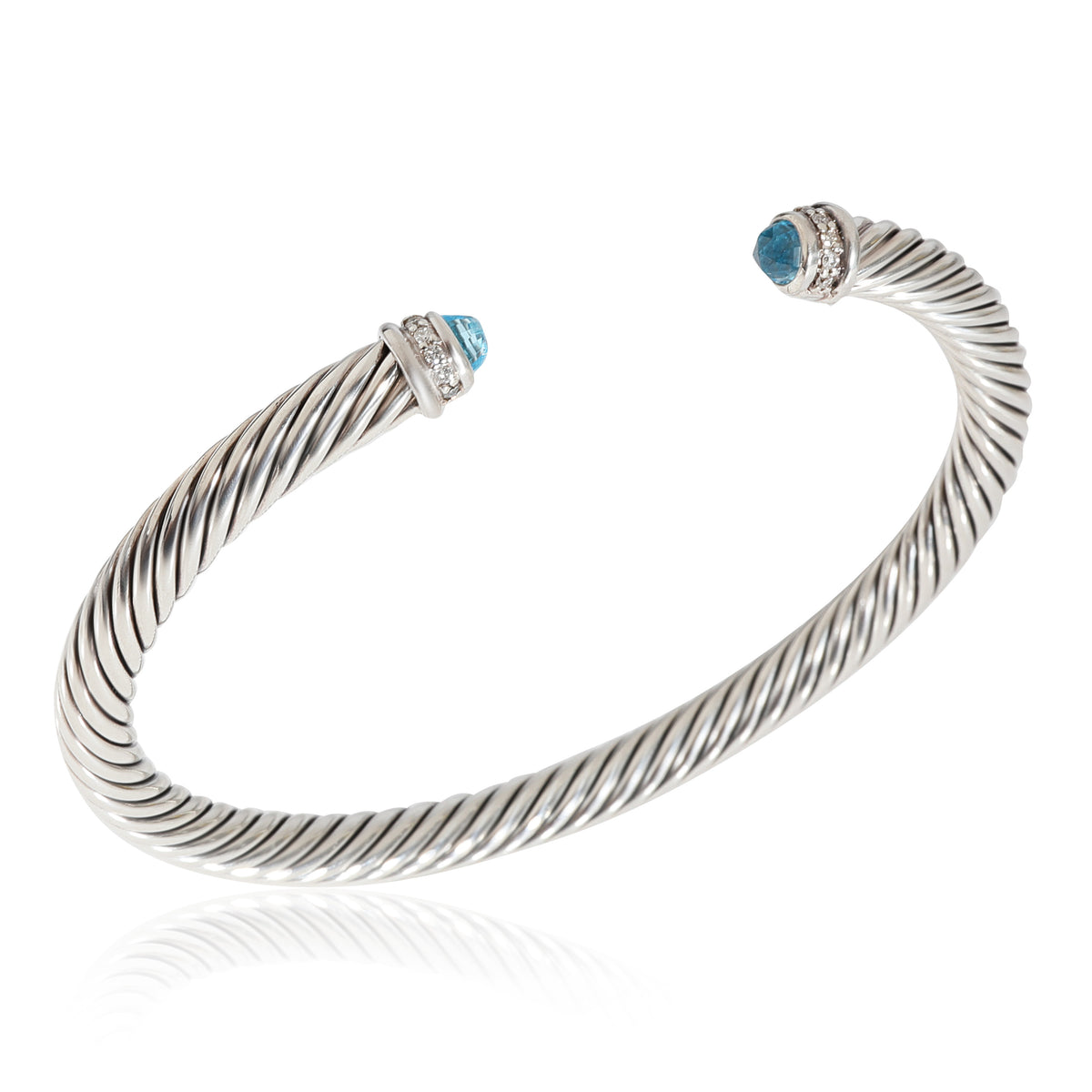 David Yurman Cable Collection Topaz Diamond Bracelet in 925 Sterling Silver 0.07