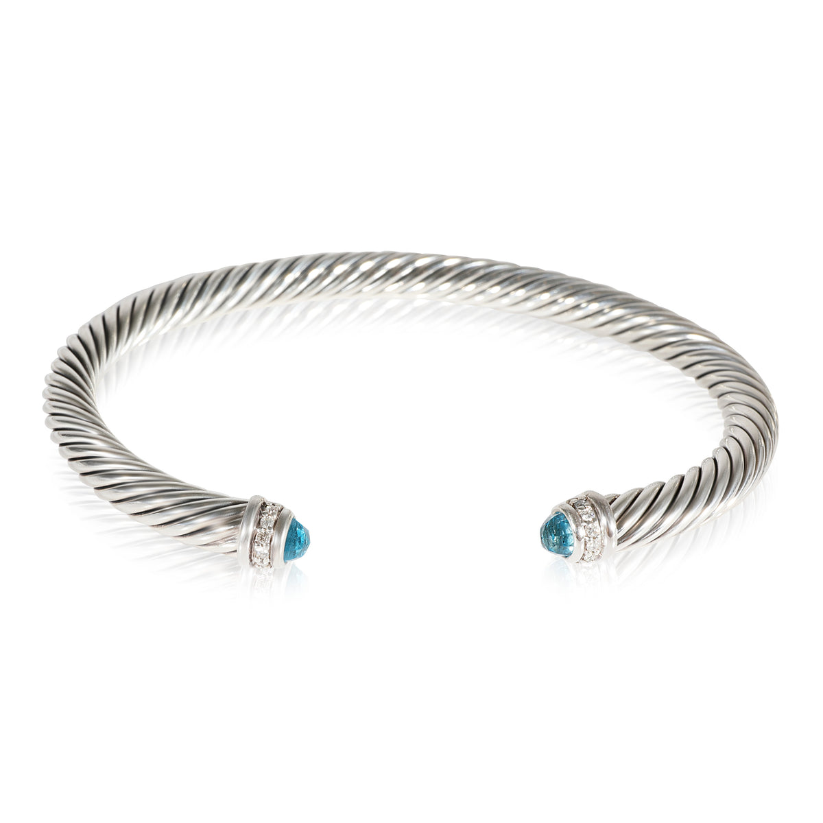 David Yurman Cable Collection Topaz Diamond Bracelet in 925 Sterling Silver 0.07