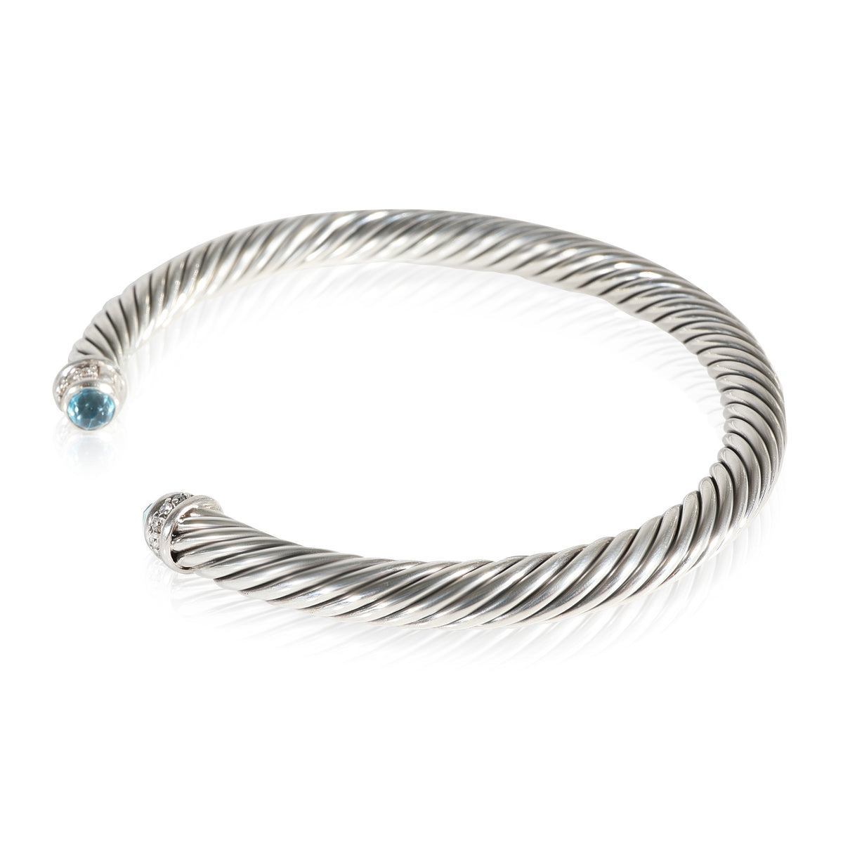 David Yurman Cable Collection Topaz Diamond Bracelet in 925 Sterling Silver 0.07