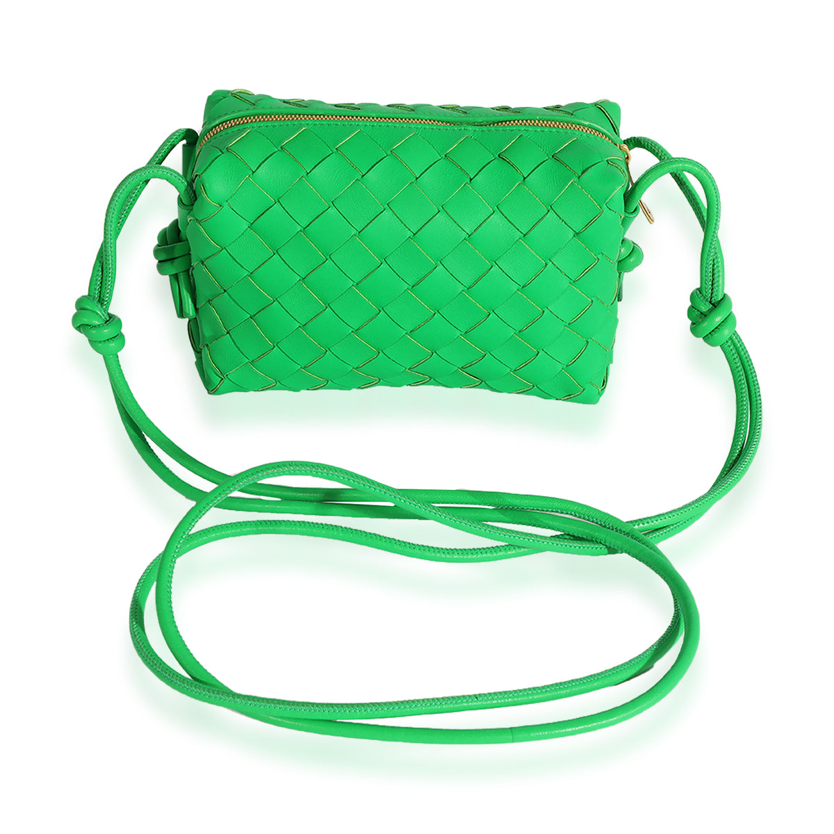 Parakeet Intrecciato Leather Mini Loop