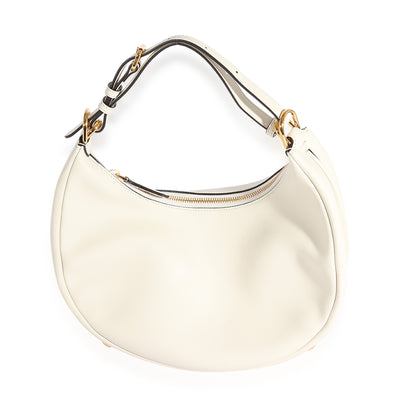 White Soft Leather Small graphy Hobo