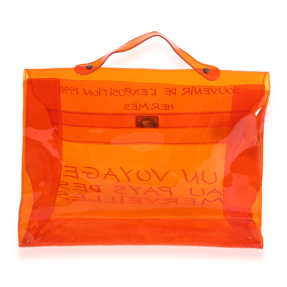 Hermès Orange Vinyl Souvenir De L'Exposition Kelly Bag