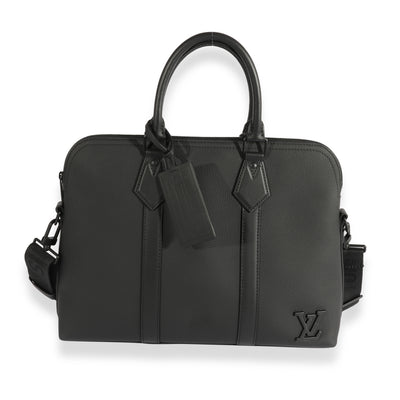 Louis Vuitton Black Aerogram Leather Briefcase Bag