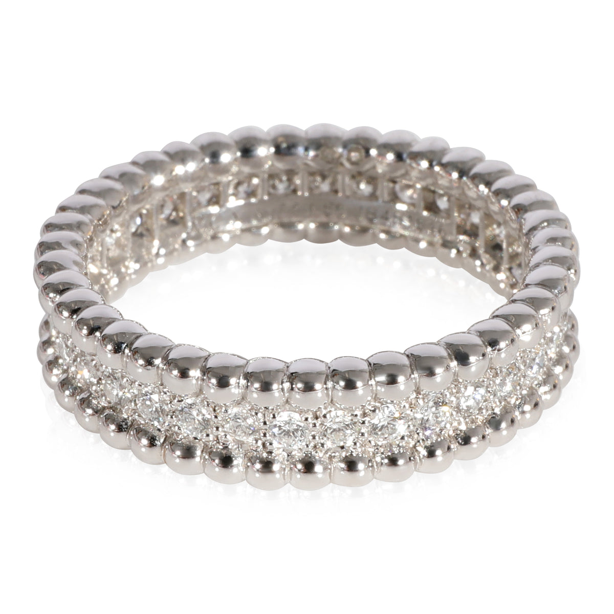 Van Cleef Arpels Perlee Diamond Ring in 18k White Gold CTW