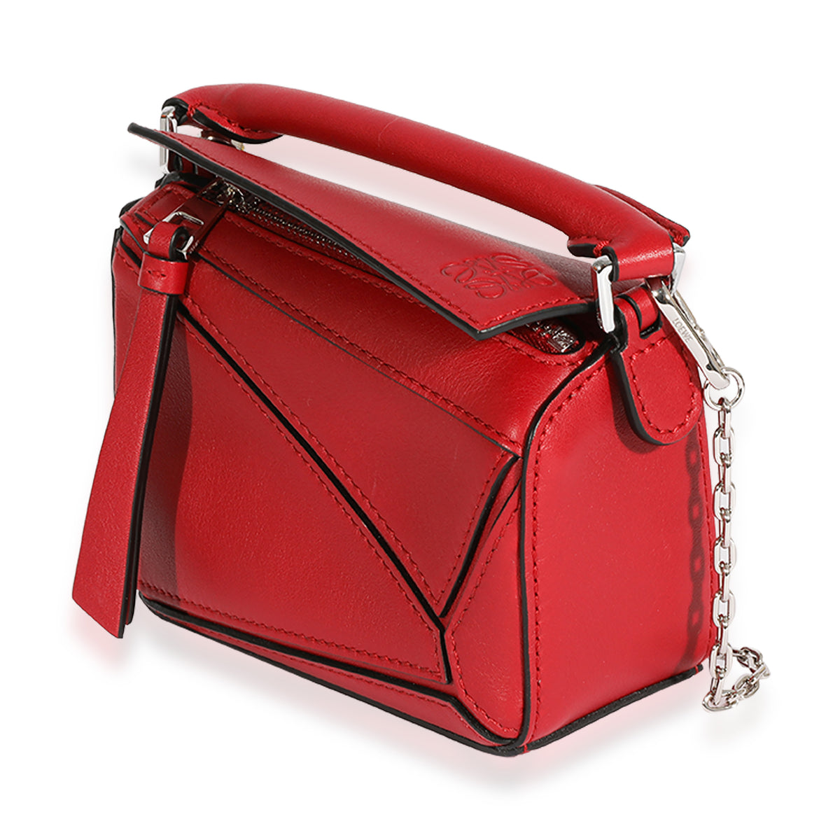 Loewe Red Leather Nano Puzzle Bag