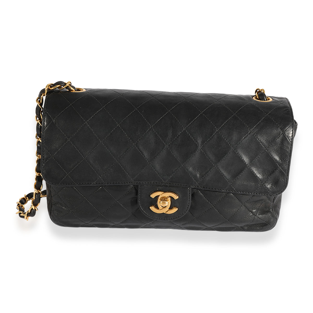 Chanel Vintage Black Quilted Lambskin Single Flap Crossbody