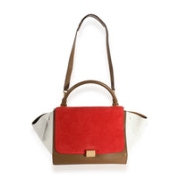 Celine Tricolor Leather & Suede Medium Trapeze Bag