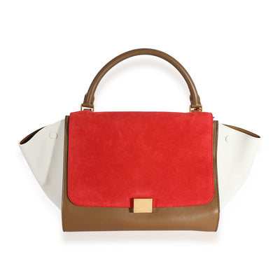 Celine Tricolor Leather & Suede Medium Trapeze Bag