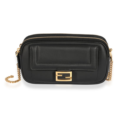 Fendi Black Vitello Grace Matte Easy Baguette