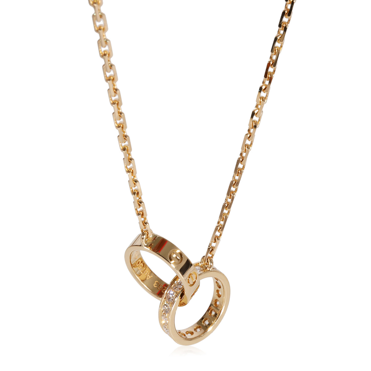 Cartier Love Diamond Interlocking Necklace in 18k Yellow Gold 0.22 CTW