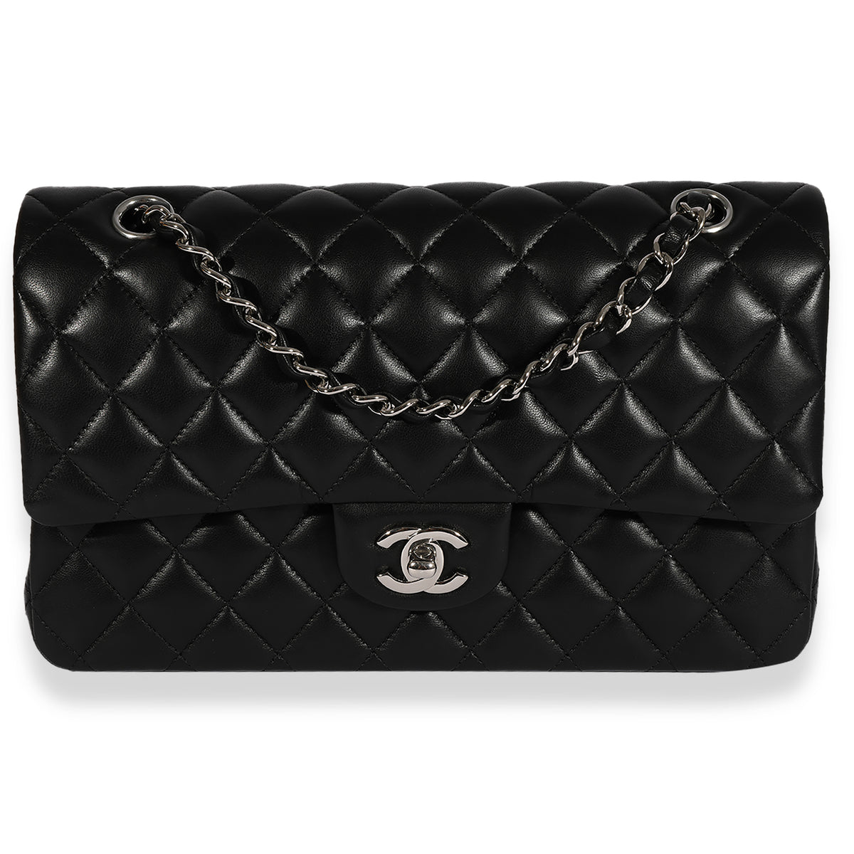 Chanel Black Quilted Lambskin Medium Classic Double Flap Bag