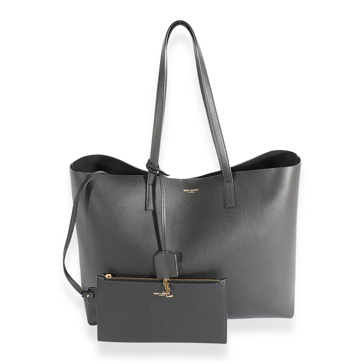 Saint Laurent Black Supple Leather East West Shopping Tote