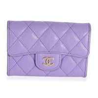 Chanel Purple Quilted Caviar Flap Card Holder Wallet, myGemma