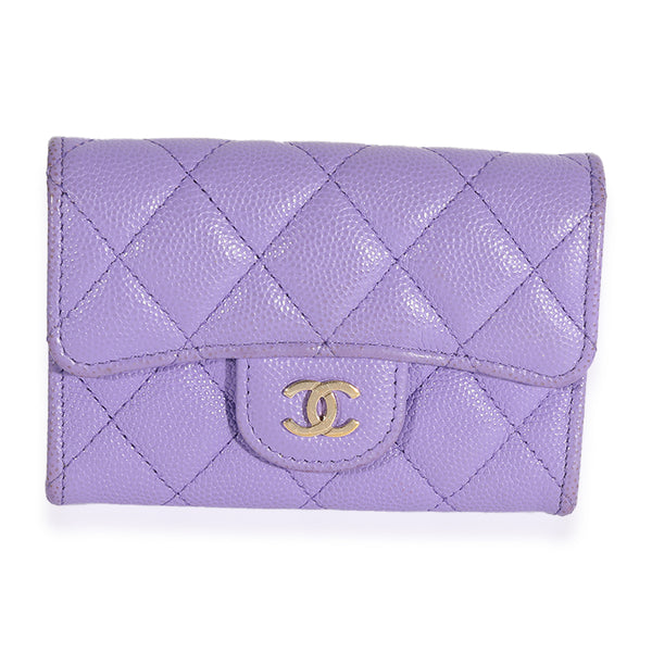 Chanel Classic Flat Card Holder, Purple Caviar with Silver Hardware, New in  Box