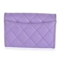 Chanel Purple Quilted Caviar Flap Card Holder Wallet, myGemma