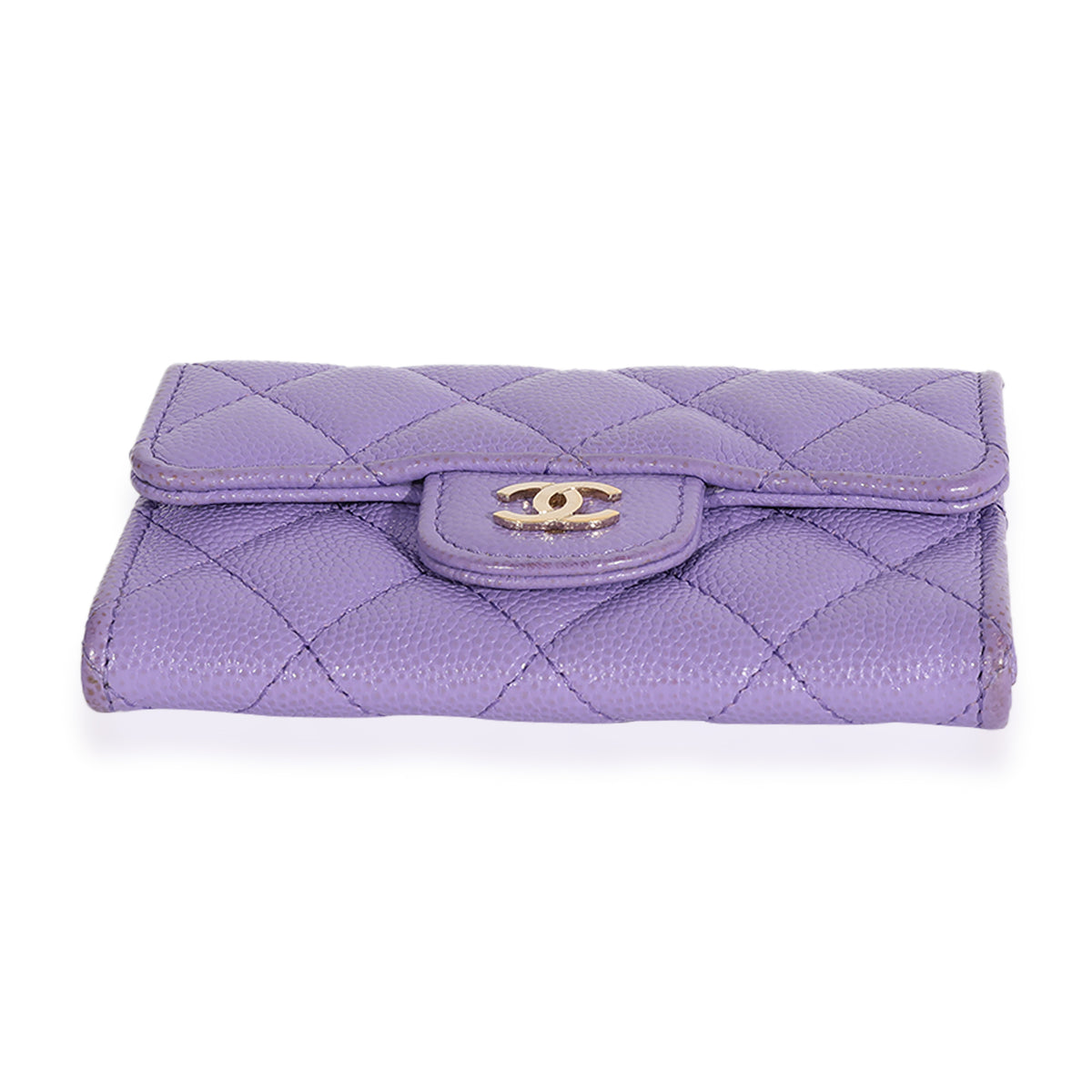 Chanel Trifold Compact Wallet in Iridescent Purple Calfskin LGHW  Brands  Lover