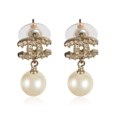 Chanel Pearl and Strass CC Drop Earrings