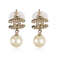 Chanel Pearl and Strass CC Drop Earrings