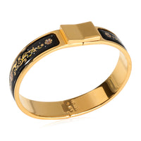 Gold Toned Hermes Vintage Loquet Bracelet with Black Enamel