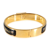 Gold Toned Hermes Vintage Loquet Bracelet with Black Enamel