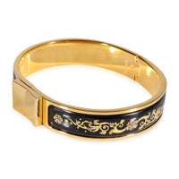 Gold Toned Hermes Vintage Loquet Bracelet with Black Enamel