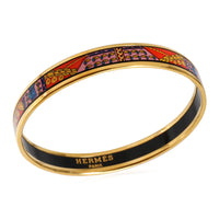 Hermès Plated Narrow Enamel Bangle, Red & Pink Background (67MM)