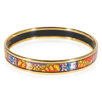 Hermès Plated Narrow Enamel Bangle, Red & Pink Background (67MM)