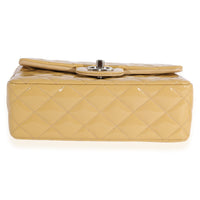 Chanel Beige Quilted Patent Leather Mini Rectangular Classic Flap