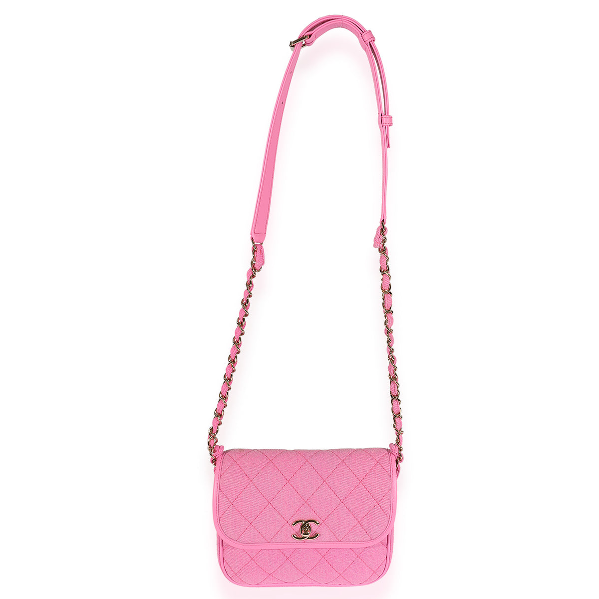 Pink Quilted Denim Small Messenger