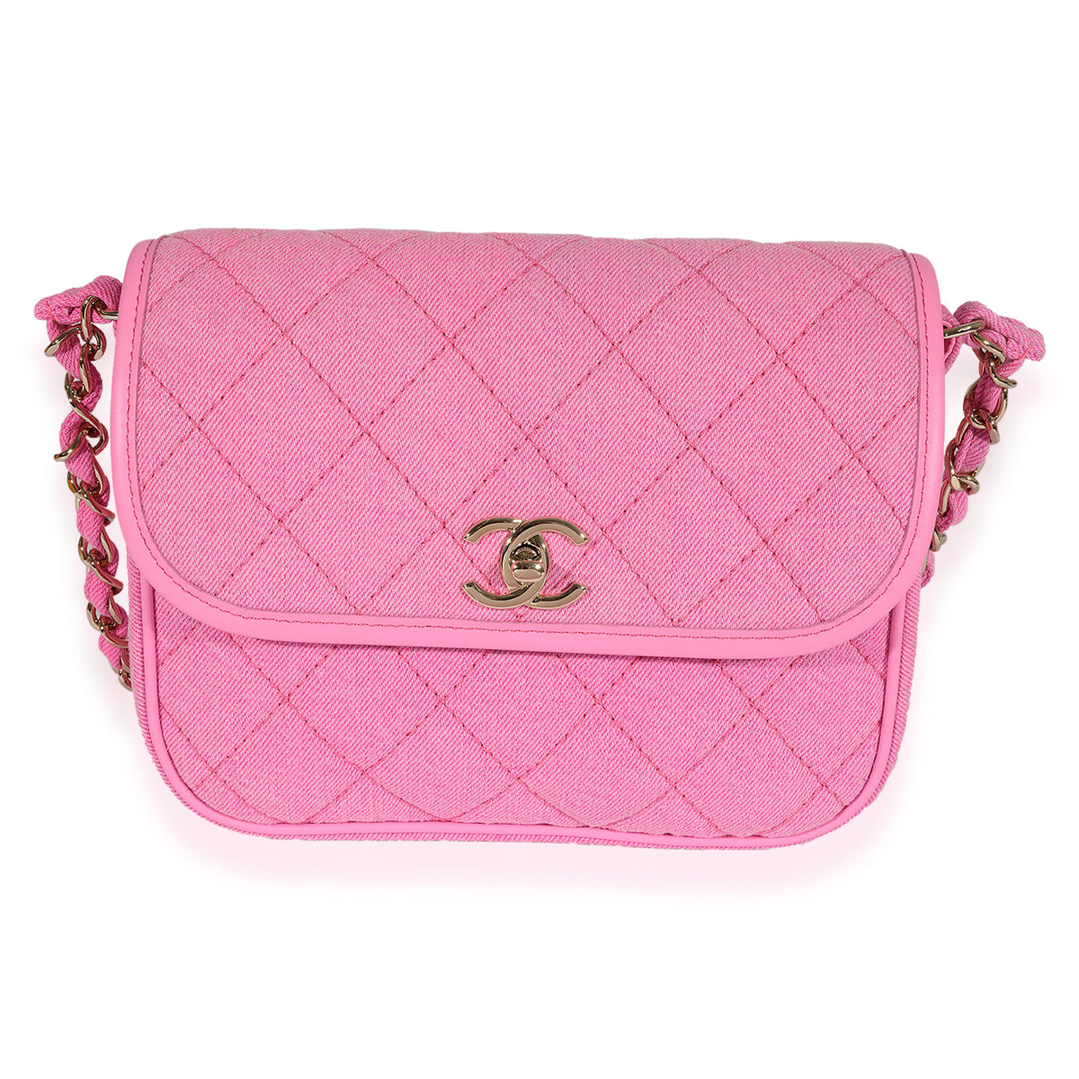 Chanel Pink Quilted Lambskin Leather Mini Square Classic Flap Bag Chanel