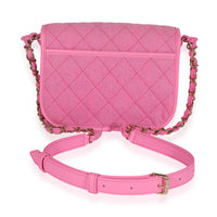 Pink Quilted Denim Small Messenger