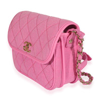 Pink Quilted Denim Small Messenger