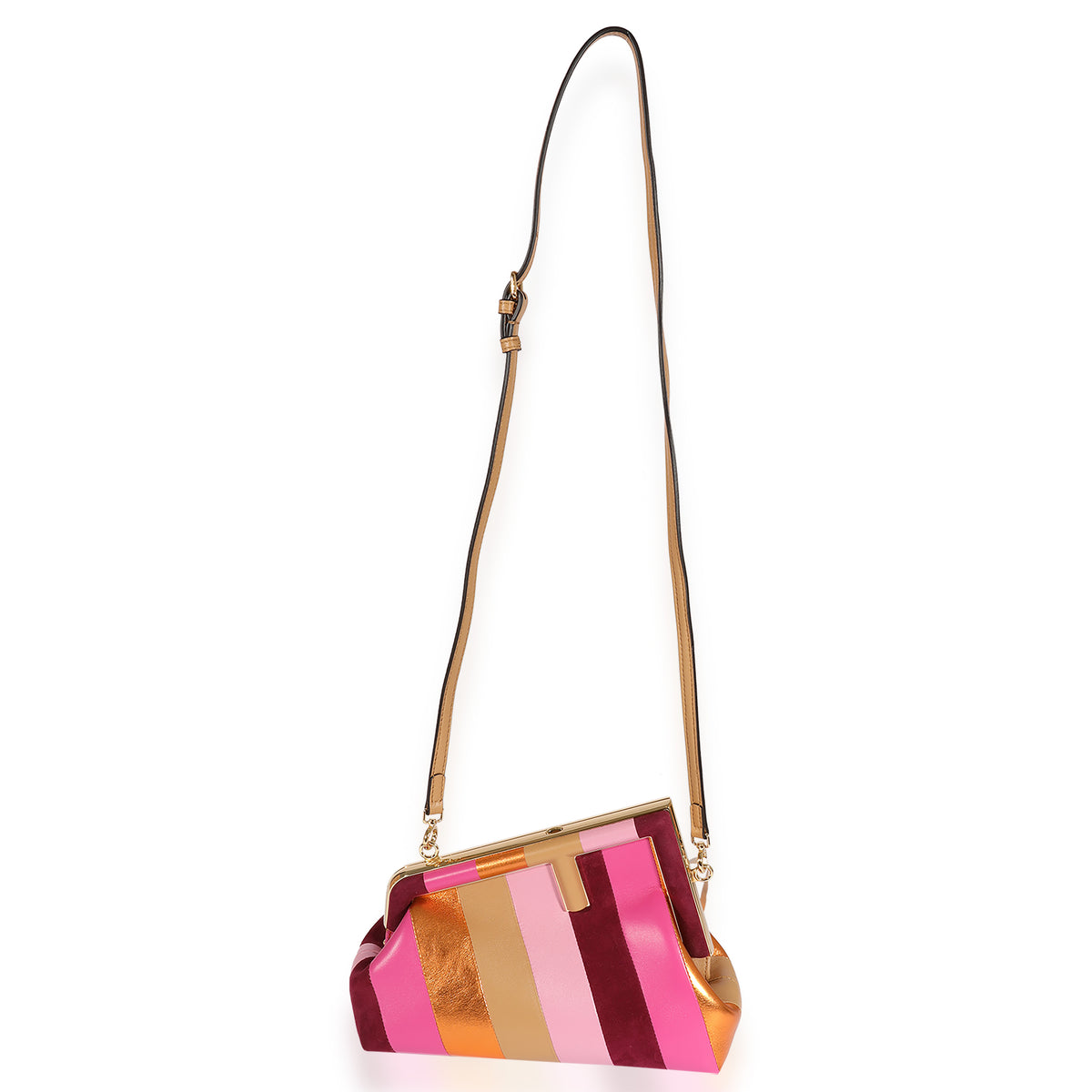 Fendi Multicolor Stripe Leather Suede Small First Bag myGemma Item 123498