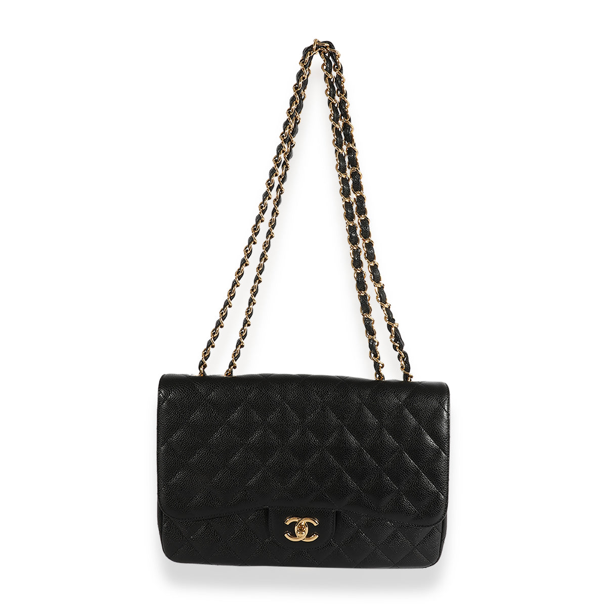 Chanel Black Quilted Caviar Jumbo Classic Single Flap Bag