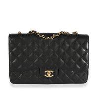 Chanel Black Quilted Caviar Jumbo Classic Single Flap Bag